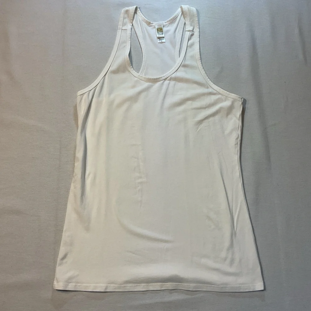 Royal Apparel Soft White‎ Bamboo Tank Top, Size Medium Durable Bright Gym Sport